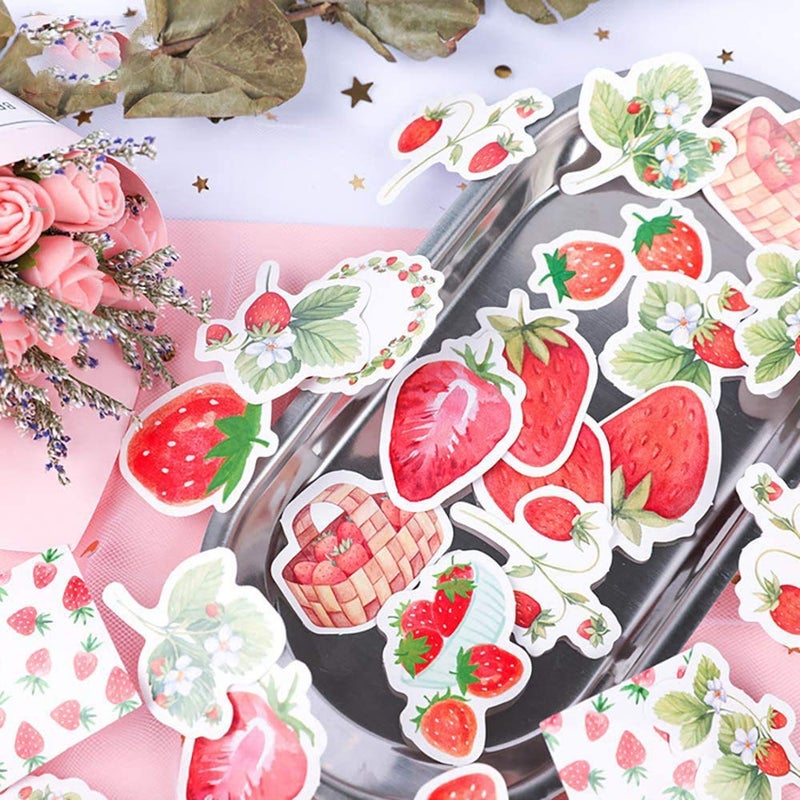 Doraking Mini Size Scrapbooks Stickers, 45pcs Doraking DIY Decoration Super Cute Strawberry Stickers for Laptop Scrapbook Suitcase Diary Notebooks Album, Small Stickers (Strawberry Cream) - Image 2